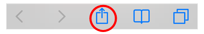 On the Safari Web Browser select the icon with the arrow pointing up (The middle icon) located on the bottom navigation bar.