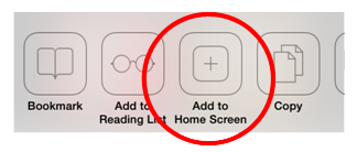 From the menu, select "Add to homes screen".
